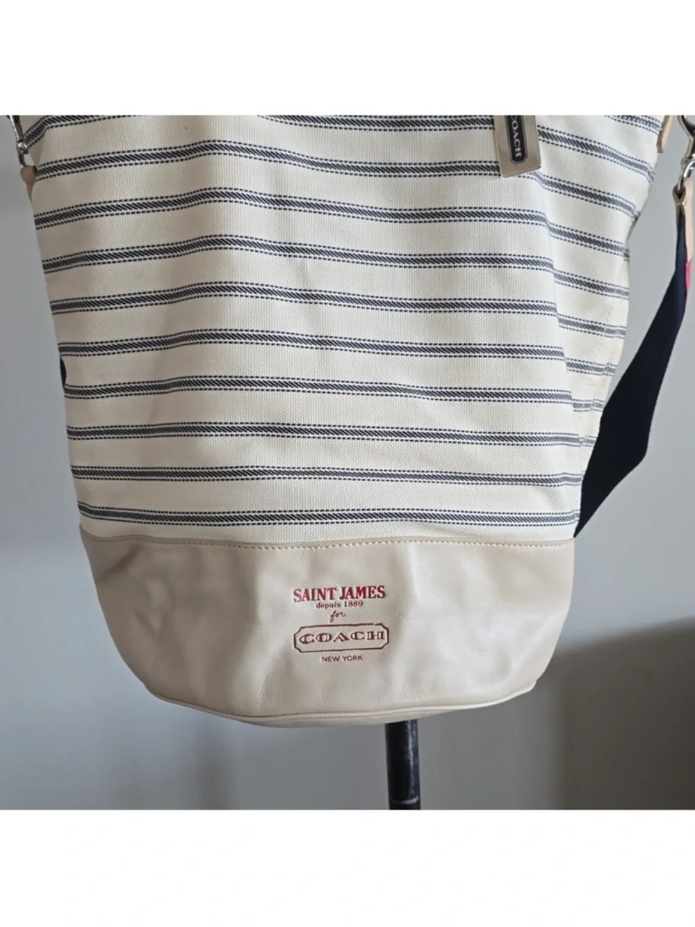 Coach x Saint James Legacy Striped Canvas Weekender Tote Bag - Picture 4 of 15